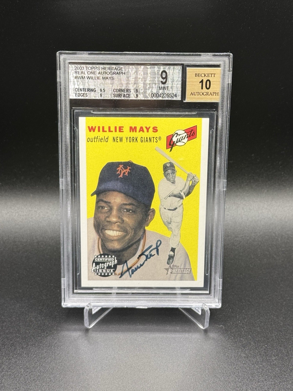 Willie Mays Topps Heritage 2003 Real One Auto Signed 1954 Topps BGS 9 MINT