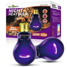 2PCS Reptile Night Heat Lamp, 50W Moonlight Heat Bulb Infrared Heating Light ...