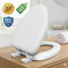 19in Soft Elongated Toilet Seat Memory Foam TPU Leather Quick Release Lid