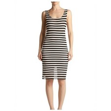 Xhilaration Dress M Black White Striped Shift Eyelet Stretch Pullover Sleeveless