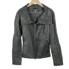 Michelle Clan MICHEL KLEIN Lamb leather jacket sheepskin long sleeve black Used
