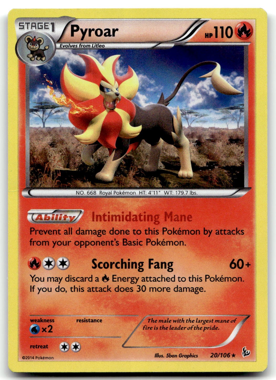 Pyroar 20/106 XY - Flashfire Holo Rare Holo Pokemon TCG LP