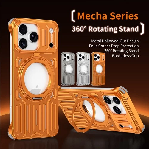 For iPhone 17/16/15 Pro Max Air Metal+TPU Case Mag Safe Stand Heat Dissipation - Picture 2 of 16