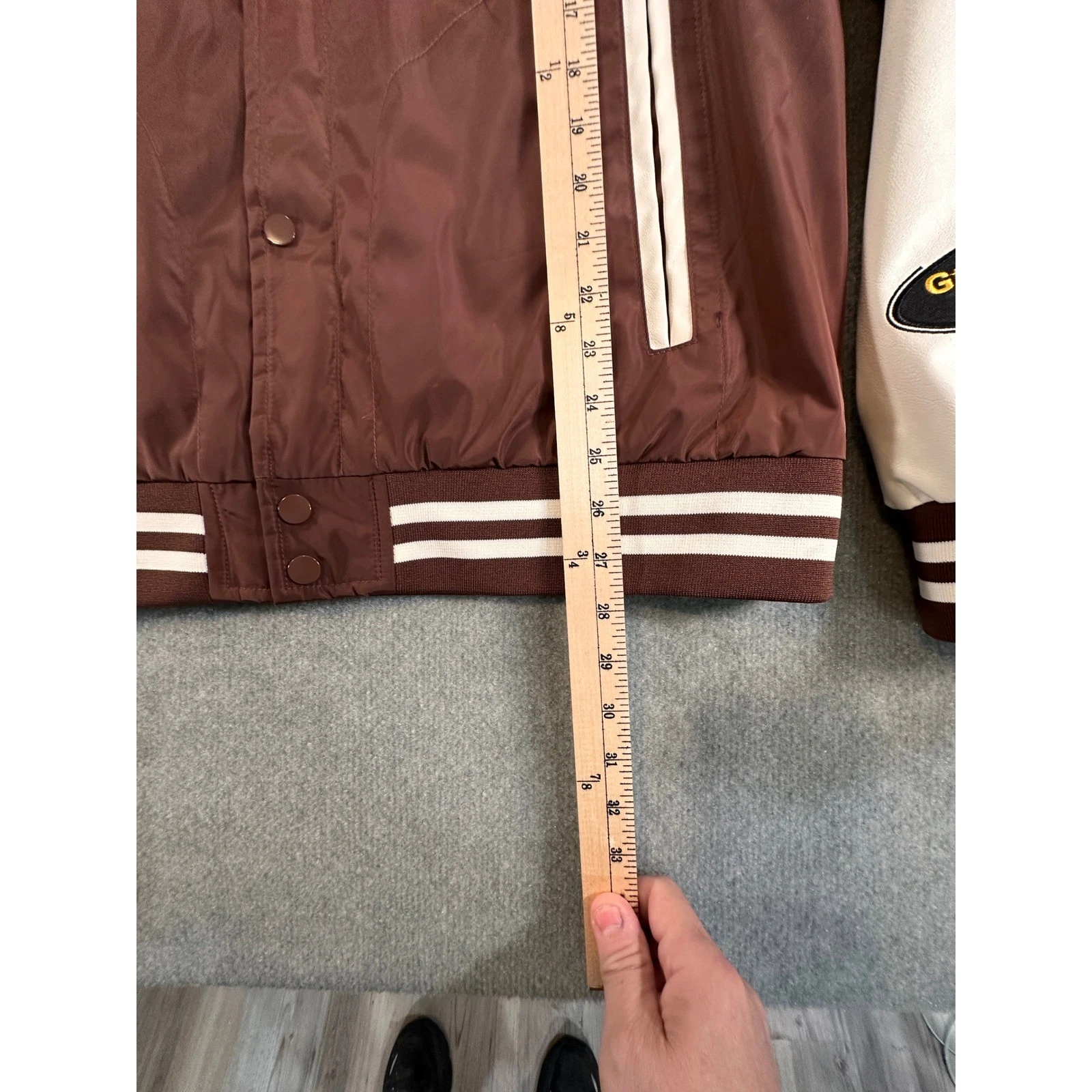 Riot Empire Mens No Bad Vibes Varsity Jacket Brown Cream XL MNJK3060-BRN-RE image 8