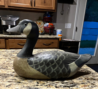 Canada Goose Wooden Decoy Black Gray Brown Beige 12in L x 9in H