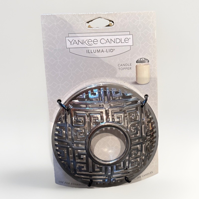 Yankee Candle Illuma Lid Slotted Metal Candle Topper Greek Key Isle 2016 New