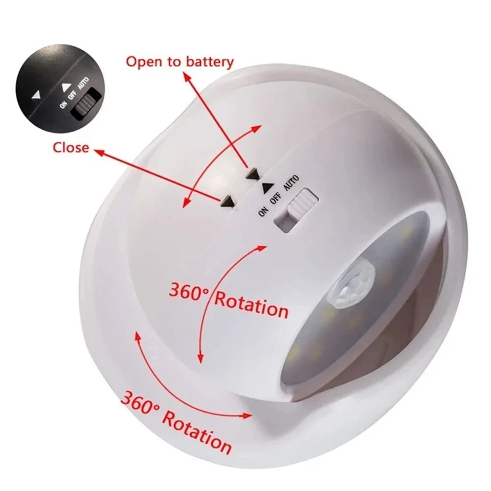 Induction LED Wall Night Light 360° Rotating Energy Saving Lamp For Porch - Image 3 of 4