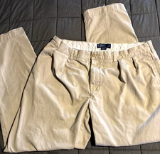 Polo Ralph Lauren Ethan Pant Men's 38x32 Khaki Cotton Pleated Preppy Classic