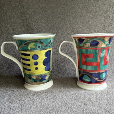 Two Dunoon Corinth By Andrew Whitworth Bone China Mugs Tea Cups Made In England