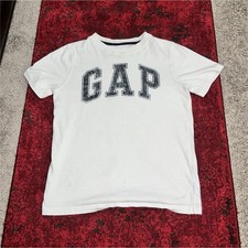 Gap Kids Boys White Logo Cotton Easy Care Cre...
