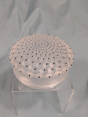VTG Lalique Frosted Crystal Glass Cactus Powder Jar Box Covered Signed Vanity