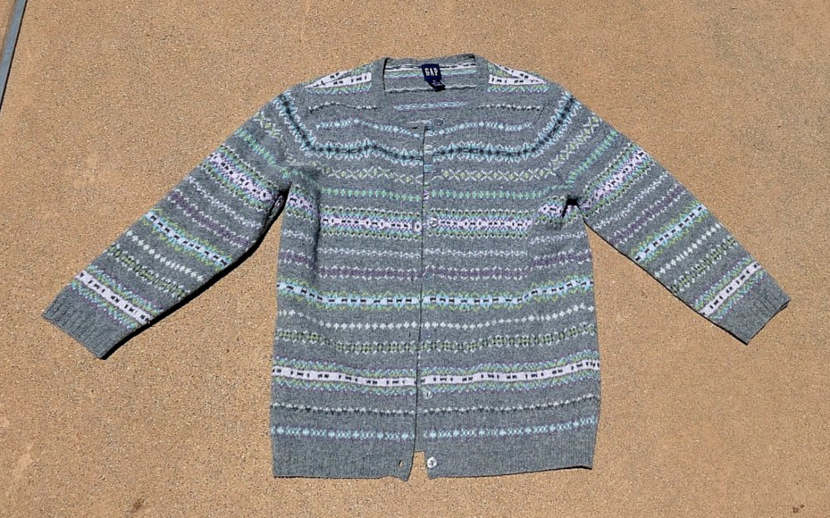 GAP  Gray Striped  LAMBSWOOL Button Down CARDIGAN… - image 1