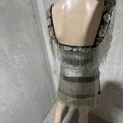 Alberta Ferretti Limited Edition Couture Runway Bead Fringe Dress US 0 2 / IT 38 - Picture 5 of 7