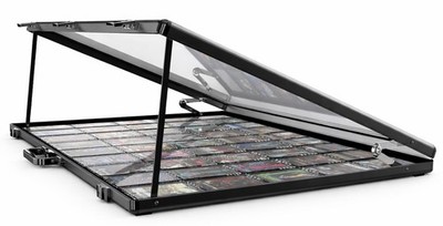 black trading card display case Card Display Case, 35 Graded Sports Display Frame with UV Protection Clear View Lockable for Football Baseball Basketball Hockey Comic Trading Cards,