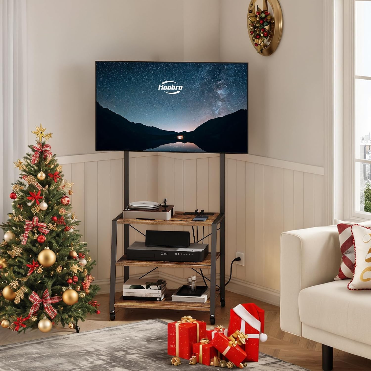 With Mount And Power Outlet Up To 55 Inch Tv, Corner Enterta