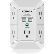 Multi-Plug Power Strip with 4 USB Ports - 1680 Joules Surge Protection Included