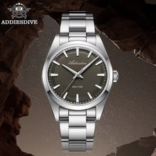 36MM ADDIESDIVE Quartz Men's Diver Watch 100M Waterproof Luminous Stainless NEW