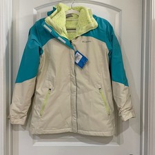 Columbia Bugaboo Fleece Interchange Youth XL Jacket Teal Cream Lined Hooded NWT