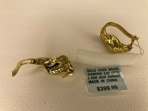 Pendientes de diamantes de oro sobre latón 0,5 CTW - Imagen 3 de 3