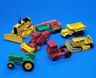 Lot of 10 VINTAGE LESNEY MATCHBOX YELLOW CONSTRUCTION VEHICLES and TRAILERS