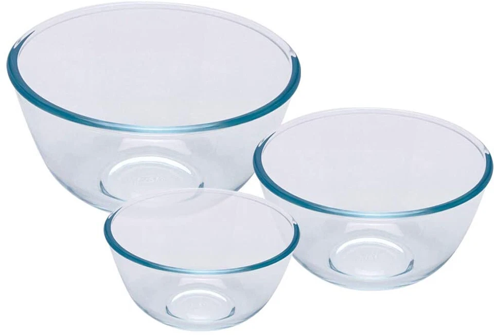 [3-Piece] Classic Glass Bowls Mixing 0.5L, 1L And 2L Great for everyday use Gift - image 2 of 4