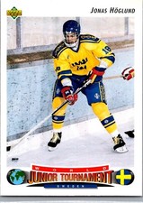 1992-93 Upper Deck Hockey - #222 Jonas Hoglund WJC