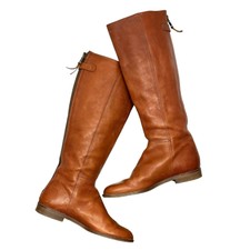 Madewell Sydney 10 Cognac Brown Leather Knee High Tall Zip Up Riding Boot Sidney