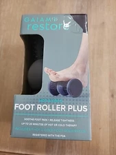 Gaiam Restore Hot & Cold Pain Relief Foot Massage Roller Plus Grey NEW Soothe 