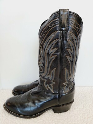 VTG MENS JUSTIN COWBOY BLACK BOOTS SIZE 9D V2 VTG MENS JUSTIN COWBOY GREENISH BLACK BOOTS SIZE 9 D | eBay main image 2
