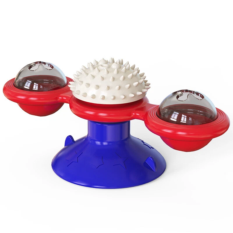 Fashion Cat Windmill Toys Fidget Spinner for Kitten with LED and Catnip Ball
