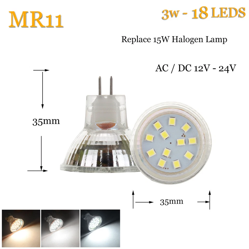 Mini MR11 GU4 LED Spotlight Bulbs 2W 3W 4W 12V 24V SMD Replace 25W Halogen Lamps - Image 2 of 4