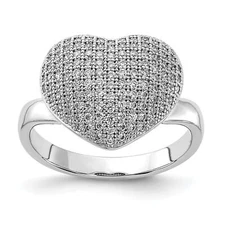 Silver & CZ Brilliant Embers Polished Heart Ring QMP103