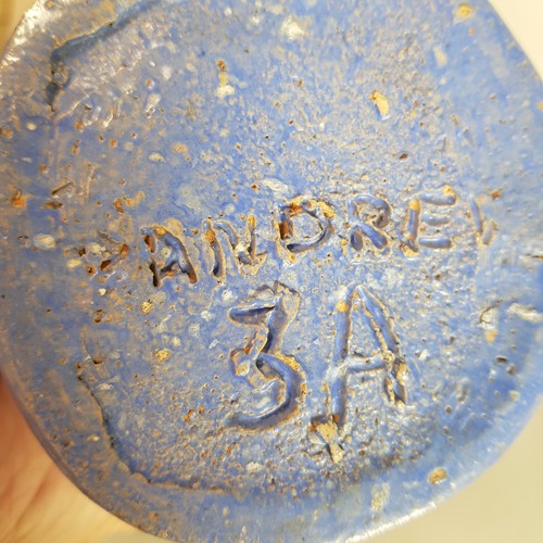 Vintage Pottery Vase Blue & Black Signed Andre To Base MCM - Picture 10 of 10