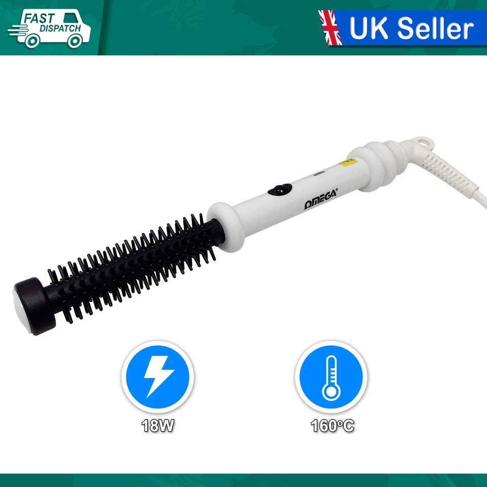 OMEGA SLIMLINE HEATED BRUSH HAIR STYLING HOT CURLING 160C 13MM TANGLE FREE CORD