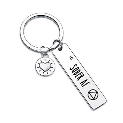 Sober Af Gift Addiction Recovery Keychain Sobriety Keychain Sober Gift Sober 