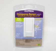 Occupancy Sensor Switch Auto On/Off Single-Pole Lutron MS-OPS2H-WH, White