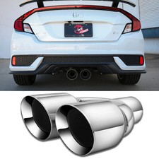 For Honda Civic Si Coupe Dual Exhaust Tip Double Wall 2.5 In 3.5 Out 9.5 Long For Honda Civic Si Coupe Dual Exhaust Tip Double Wall 2.5 In 3.5 Out 9.5 Long
