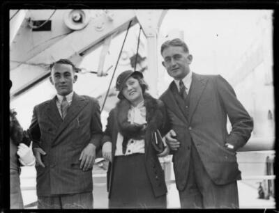 Tennis players Mr Vivian McGrath, Mr Jack Crawford and Mrs Crawfor- Old Photo