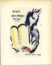 1959 Mini Poster Lithograph ORIGINAL Print Marc Chagall Bible Verne Paris 1956