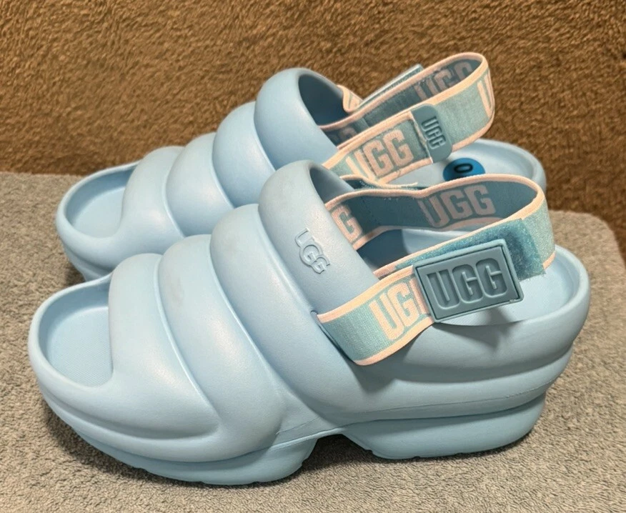 UGG Aww Yeah sandali donna plateau con cinturino rimovibile blu taglia 10 NUOVI $120