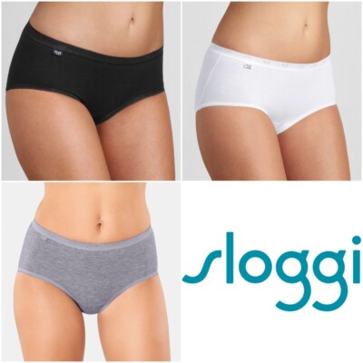 Sloggi Basic Midi Brief Knickers 4 Pack 95% Cotton Everyday Underwear 10068837