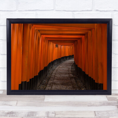 Tunnel Rot Zen Japan Asien Kyoto Heiliger Schrein Tempel Wandkunstdruck