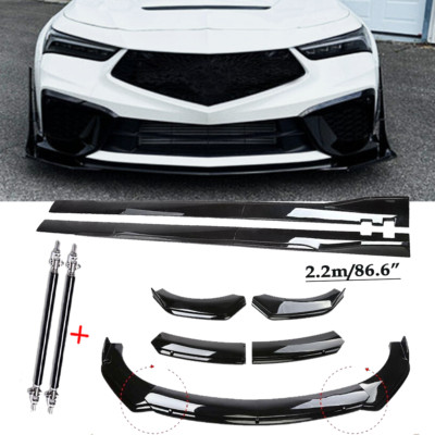 Front Bumper Lip Splitter Spoiler Glossy Black For Acura Integra Side Skirt