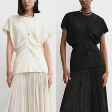 Toteme Women's pleated T-shirt slimming short sleeved shirt top