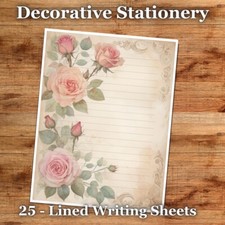 25 Sheets Letter Writing Paper  Antique Florals Stationery - 031