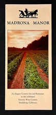 1990 Madrona Manor Country Inn Sonoma Wine Healdsburg CA Vintage Travel Brochure