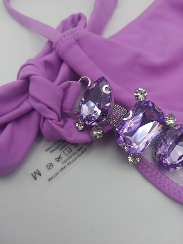 Bikinx Jeweled Purple Bikini 2 pc Swimsuit Women size Medium Sexy - Picture 4 of 5