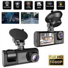 HD 1080P Car Dual Lens Dash Cam Front/Rear/Inside Video Recorder Camera G-sensor