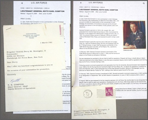 130+ Congratulatory Letters to Promotion - M.Gen. Perry M Hoisington, USAF -1961 - Picture 22 of 24