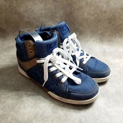 Dream Seek Mens  20161017 Size 7.5 Blue Fabric Lace Up High Top Casual Sneakers